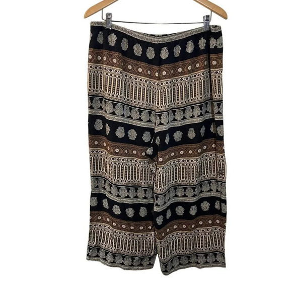 Womens Boho Pants Plus Size 20 Baggy Loose Thin Black Brown White Patterned - Picture 2 of 4